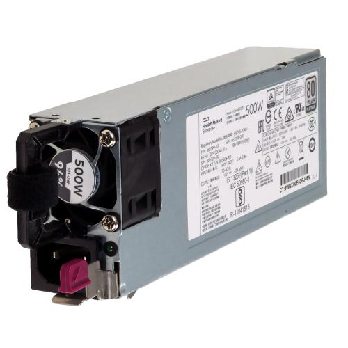 Блок питания HPE 865399-101, 500 Вт, 100-240 В, 2,8 А, 50-60 Гц, 80-Plus Platinum, Hot-Pluggable, резервный
