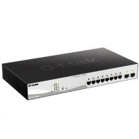 Управляемый коммутатор D-Link DGS-1210-10MP/FL2A, 8 портов 10/100/1000Base-T и 2 порта 1000Base-X SFP