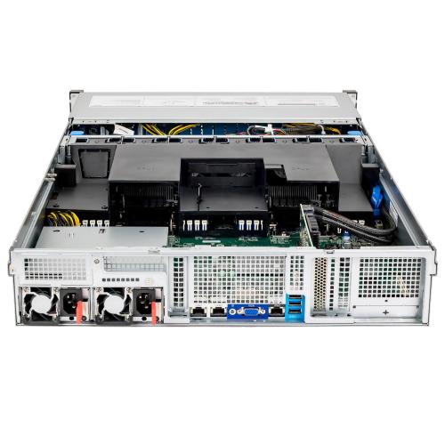 Серверная платформа HIPER R2-P221624-08, задняя стенка со снятой верхней панелью