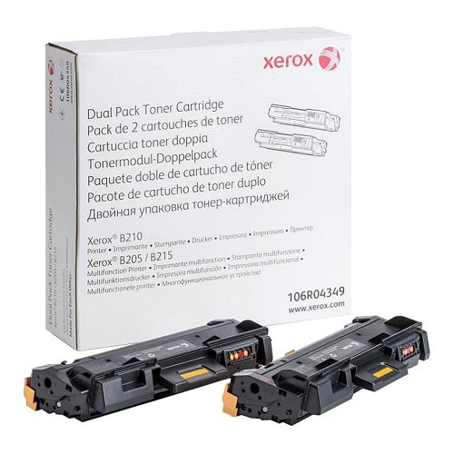 Комплект из 2 оригинальных черных тонер-картриджей Xerox 106R04349 для принтеров B205/B210/B215