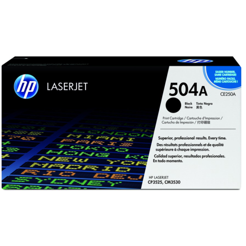 Оригинальный черный картридж с тонером HP 504A (CE250A) для цветной лазерной печати