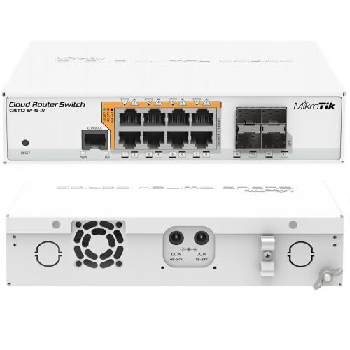 Коммутатор MicroTik CRS112-8P-4S-IN, 8 x 10/100/1000BASE-T с PoE и 4 x SFP