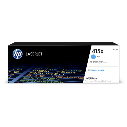 Оригинальный голубой картридж с тонером HP 415X (W2031X) высокой емкости для цветной лазерной печати